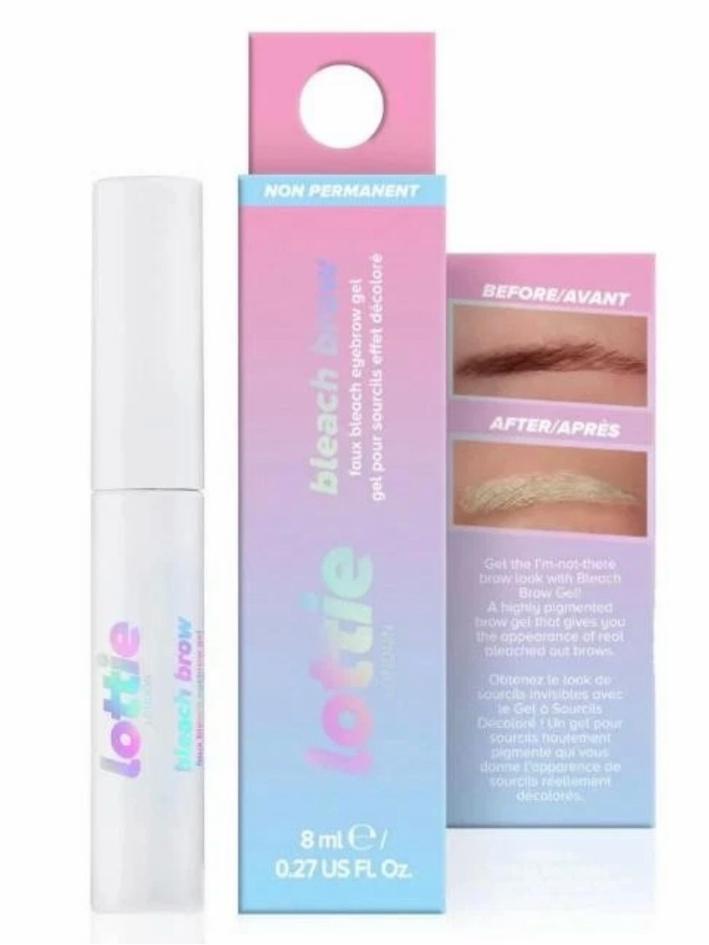 Lottie London Bleach Brow Non-Permanent Faux Bleach Eyebrow Gel -  BLONDE New